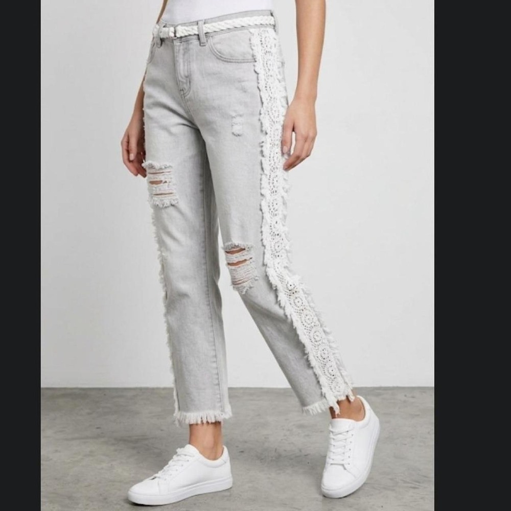 Pol clothing distressed lace side trim cropped jeans size S grunge Anthropologie